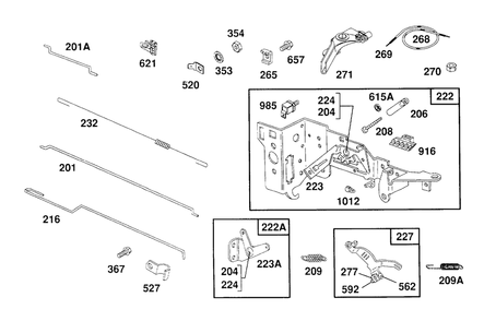 Control Bracket Assembly Diagram and Parts List for 260772-0023-XX  Briggs and Stratton Engine